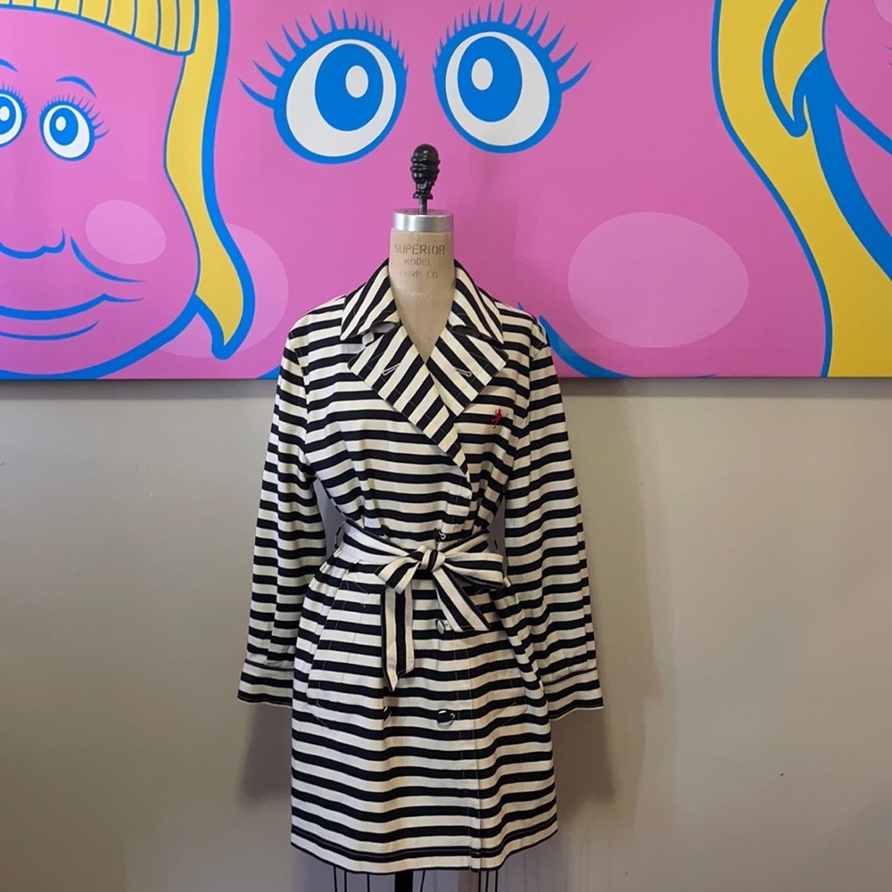 Moschino Cheap Chic Striped Trench Coat Olive Oyl